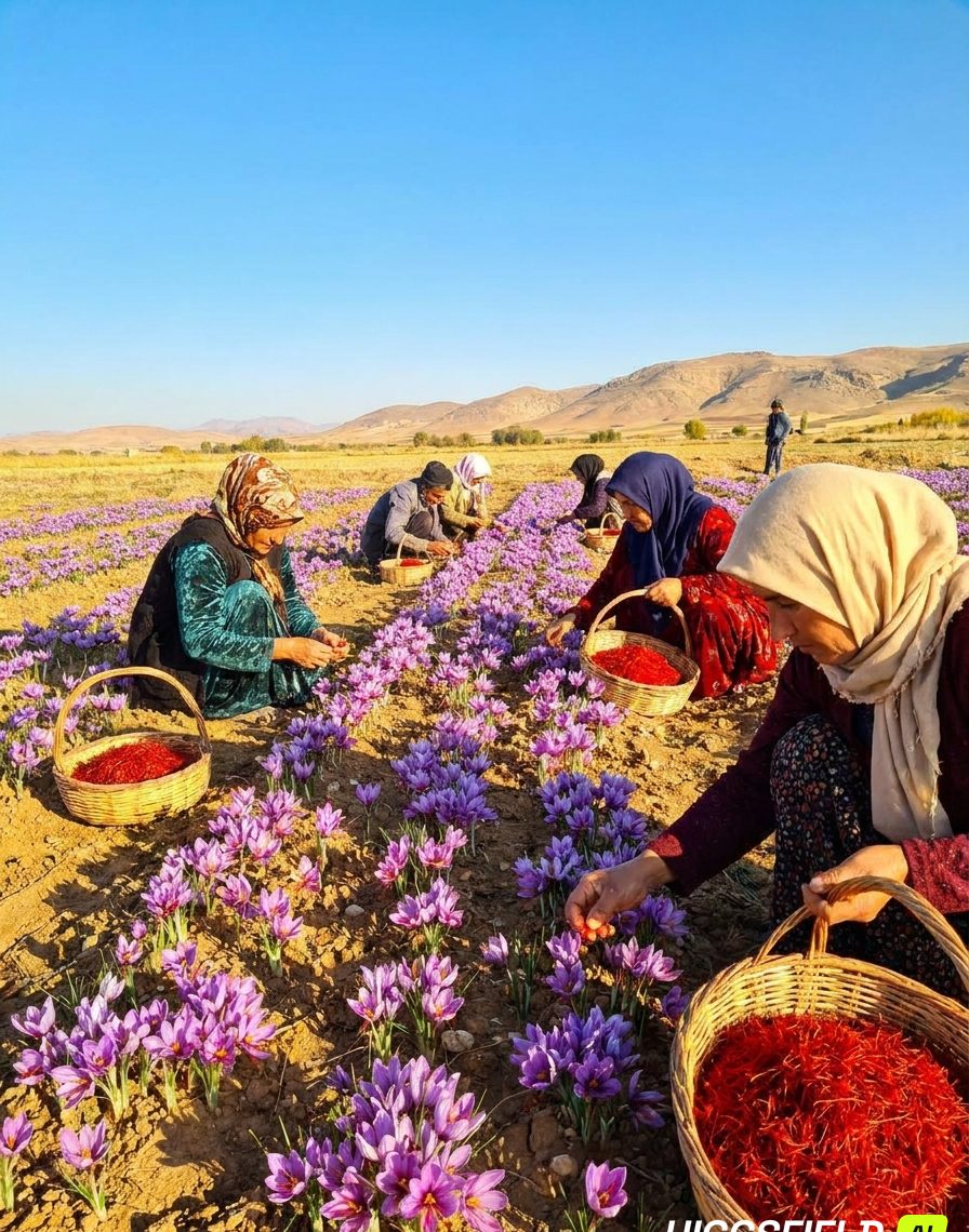 Traditional saffron harvest